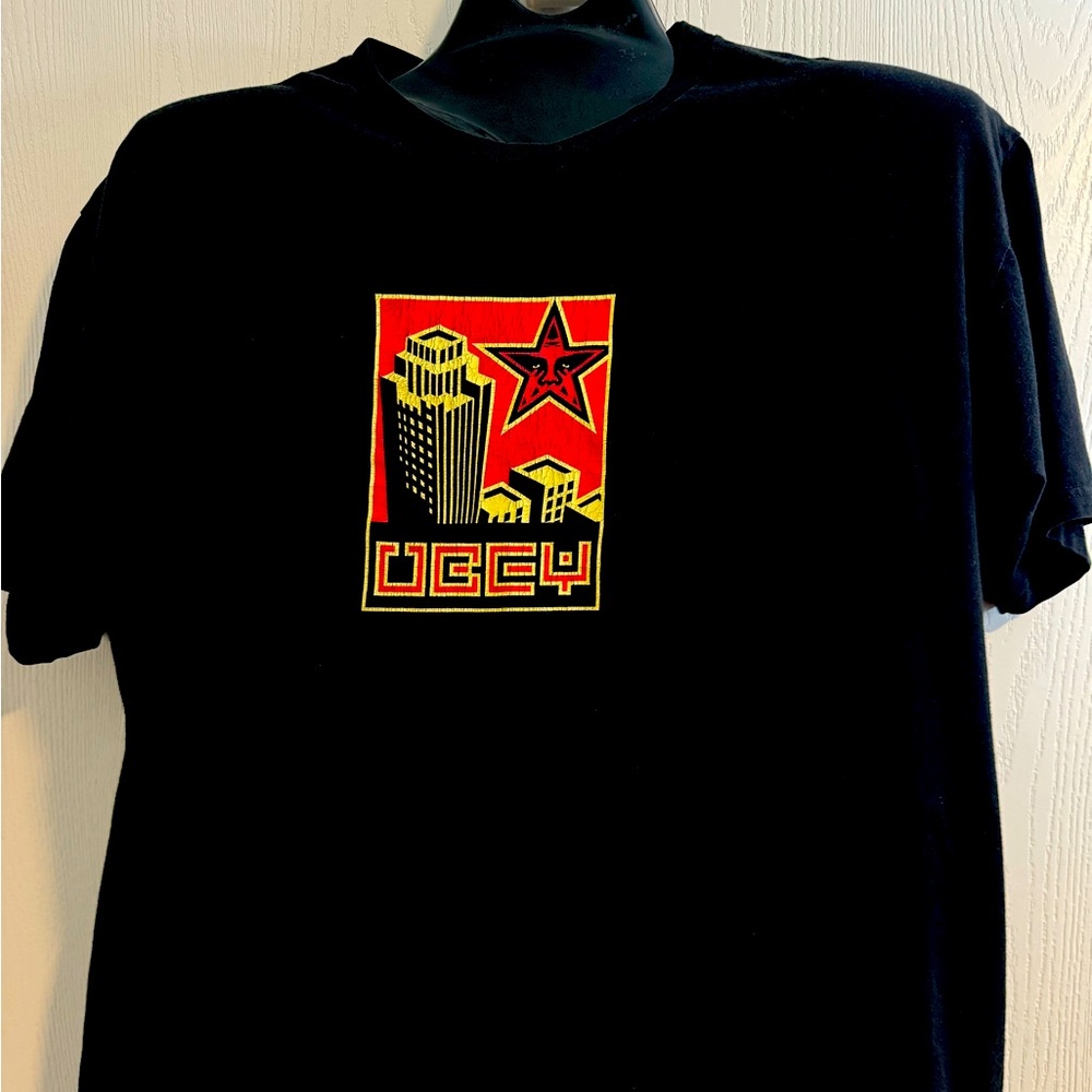 Vintage OBEY Propaganda Mens Black  Graphic T-shirt Size XL